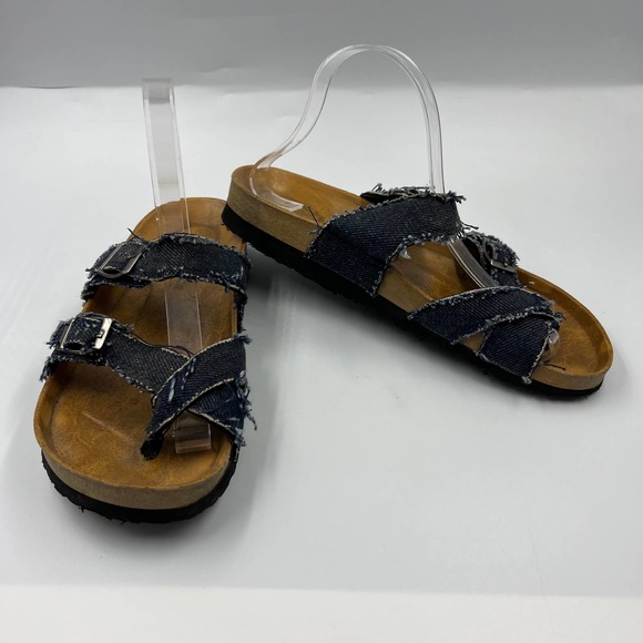 RK Collection Between Toe Sandals Slides Arizona Jesus Denim Buckle Women 11 - Picture 4 of 8